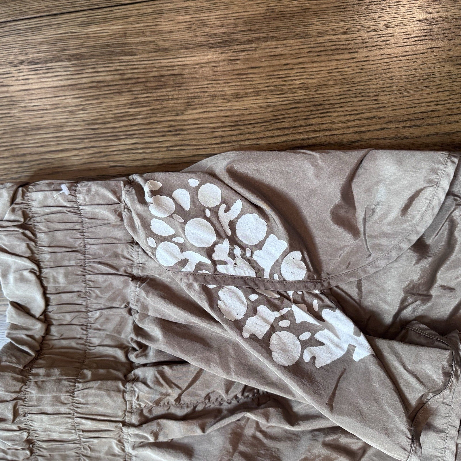 FP Movement Athletic Shorts XL Taupe Brown Abstract Print Lined High Waist