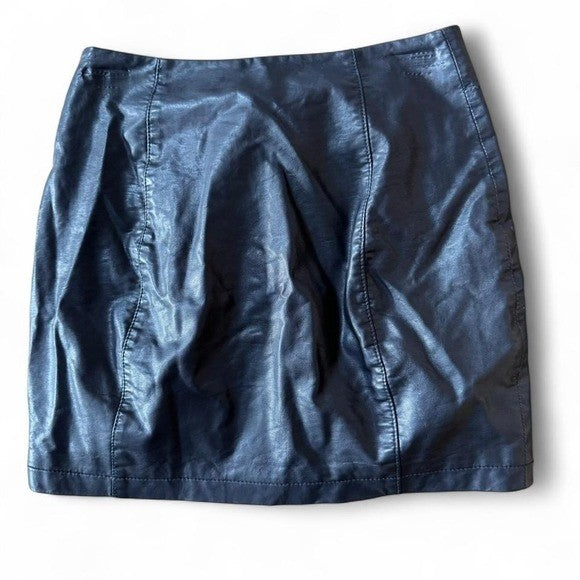 Free People Faux Leather Mini Skirt | Snap Front | Size 0