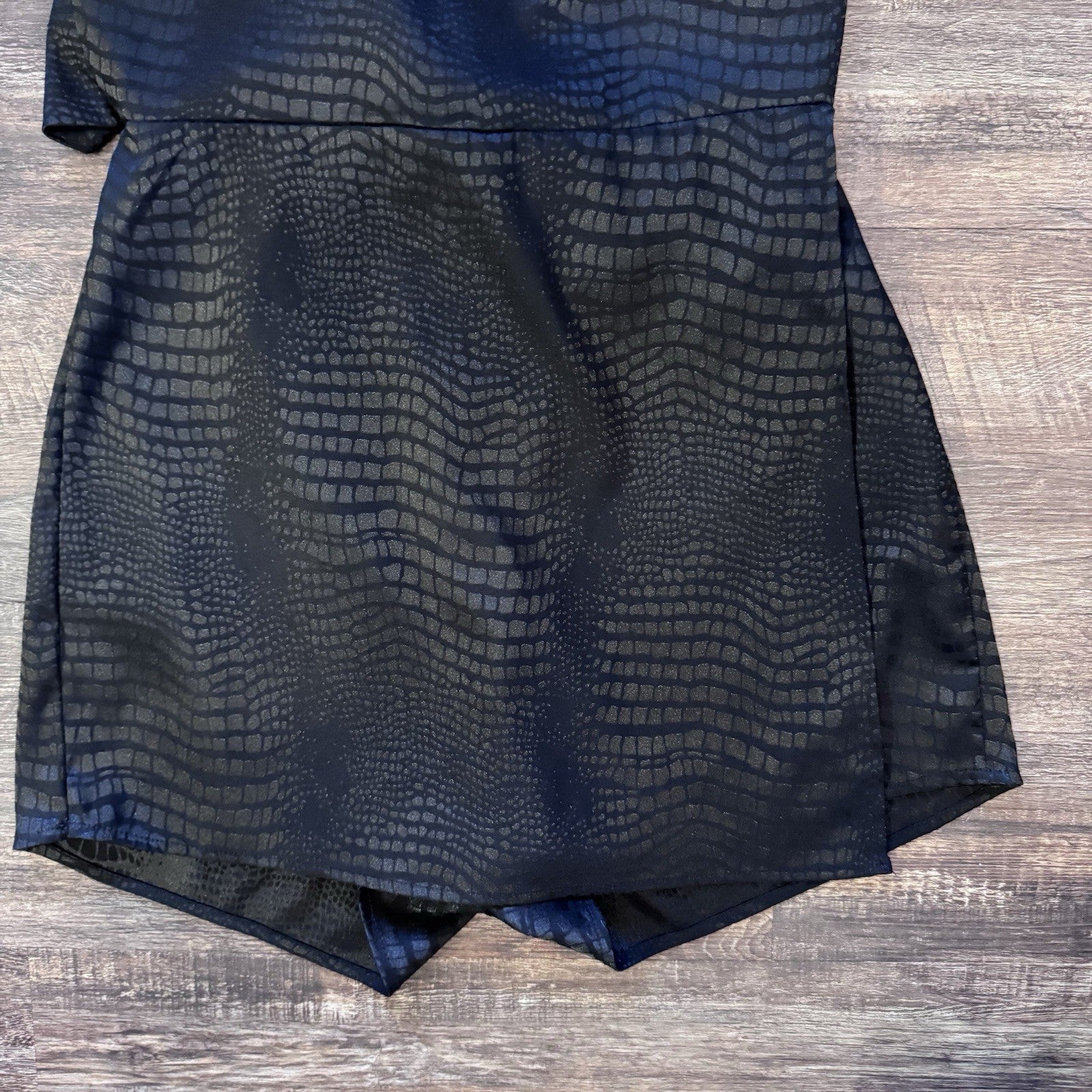 Garage Black Textured Romper - Size P/S - 97% Polyester / 3% Spandex