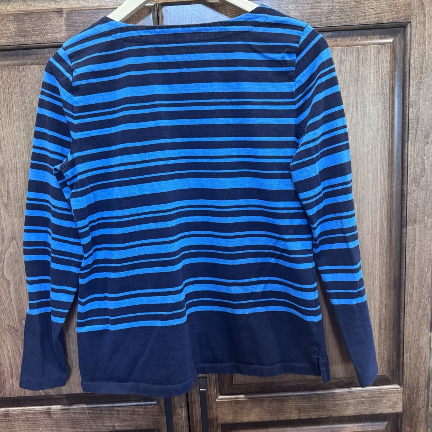 Talbots Women’s Striped Long Sleeve Top Blue Black Cotton Size M