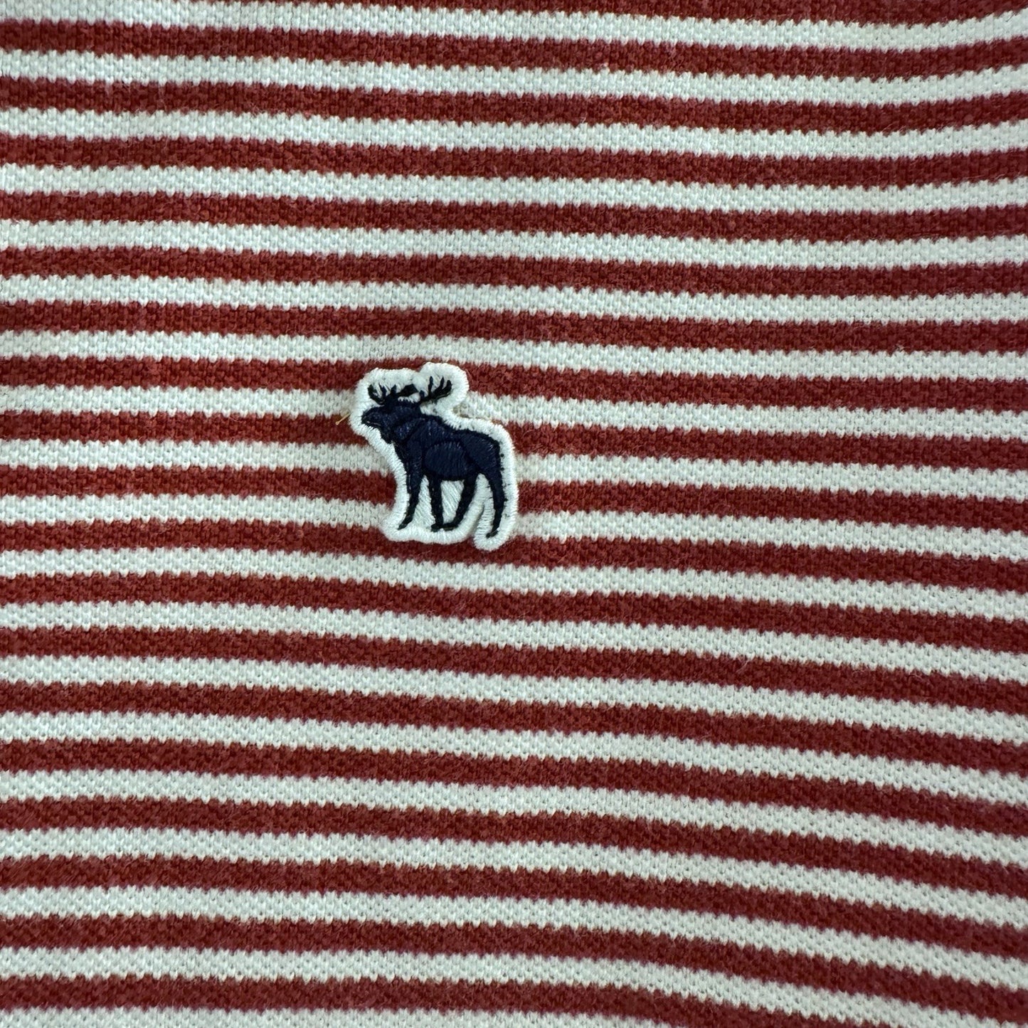 Abercrombie & Fitch Polo Shirt XS Muscle Fit Red White Stripe Moose Logo