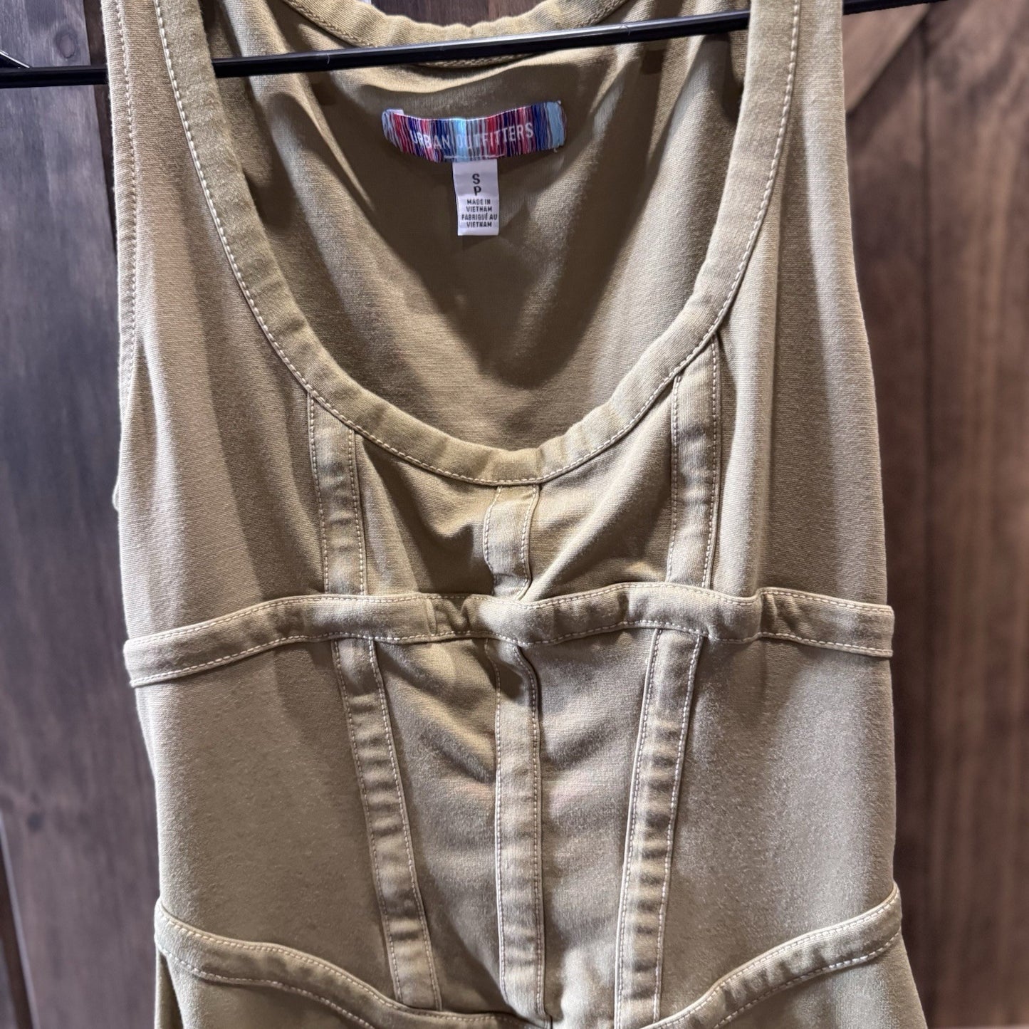 Urban Outfitters Olive Green Fit & Flare Sleeveless Dress - Size Small