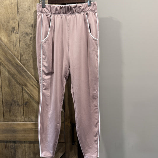 Gymshark Joggers Women’s M Pink Rose Track Pants Logo Waistband Piped Trim SS21