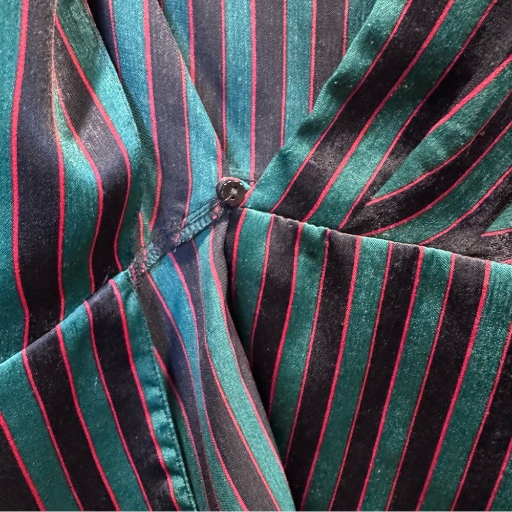 Zara wrap top in red, green, and black stripes. Medium NWT