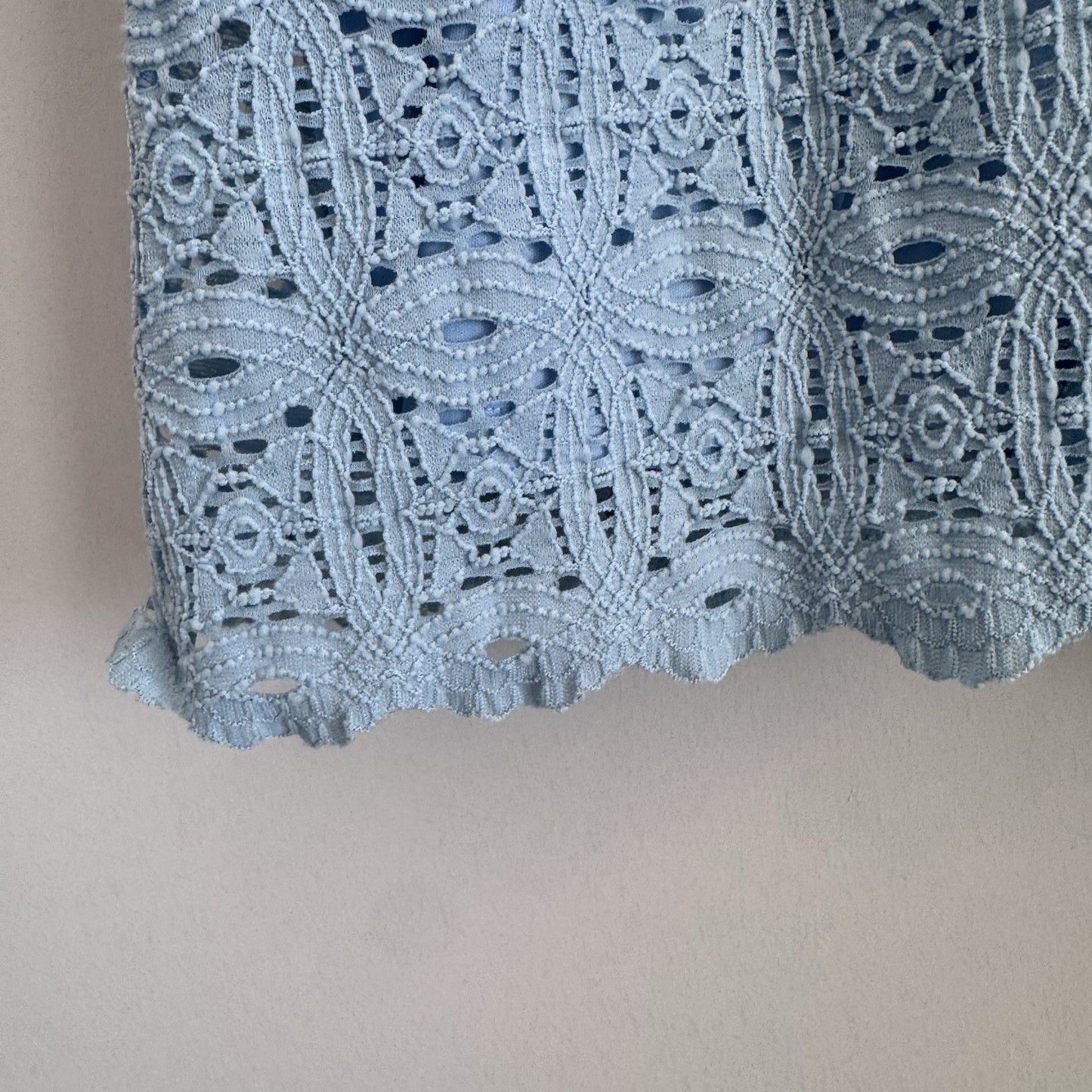 RN Studio Blue Lace Shift Dress Women’s Size 14 Bell Sleeve Lined Zip Back