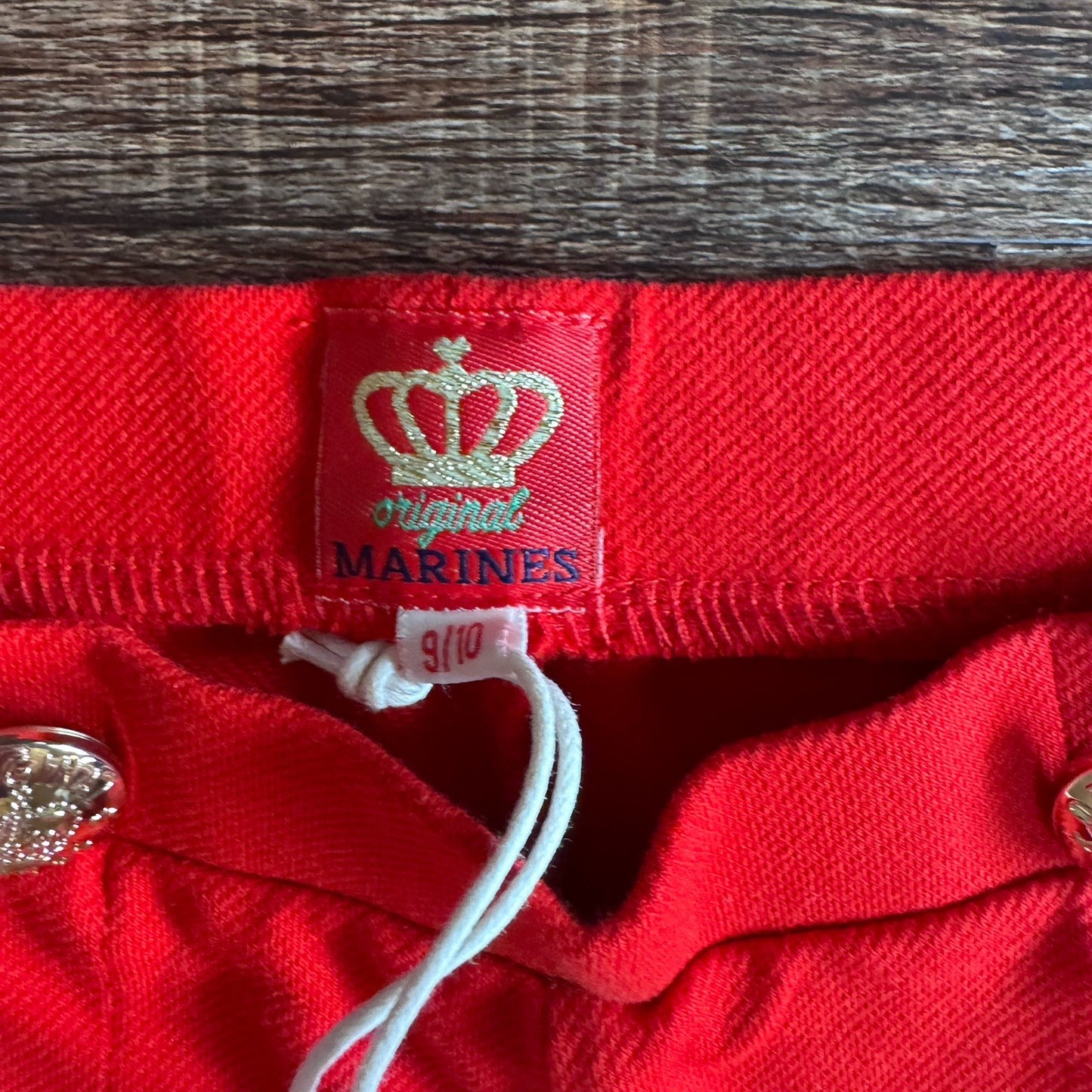 Original Marines Red Sailor Pants Girls 9-10Y 140cm Gold Crest Buttons NWT Italy