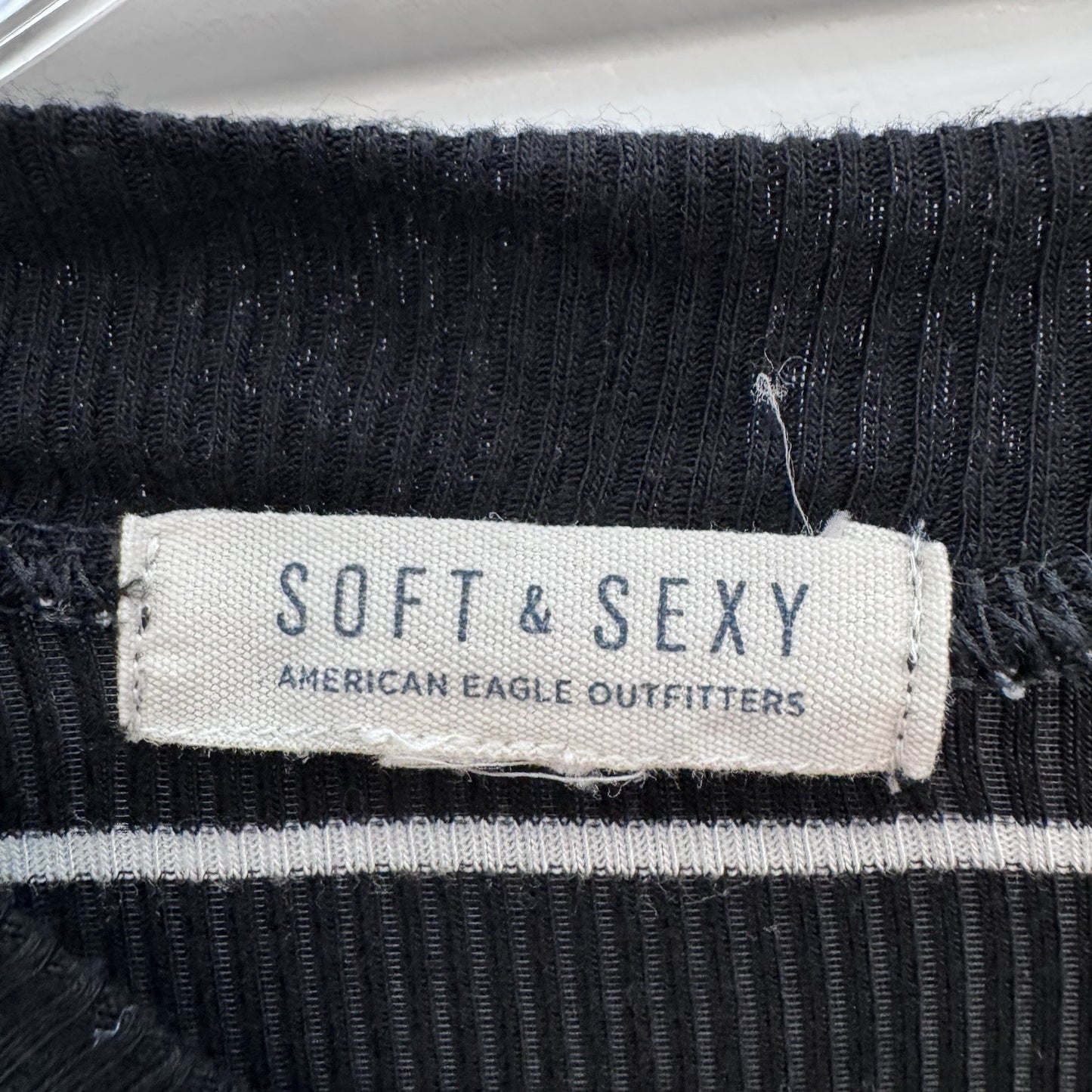 American Eagle Soft & Sexy Black White Striped Ribbed Dress Women’s Small