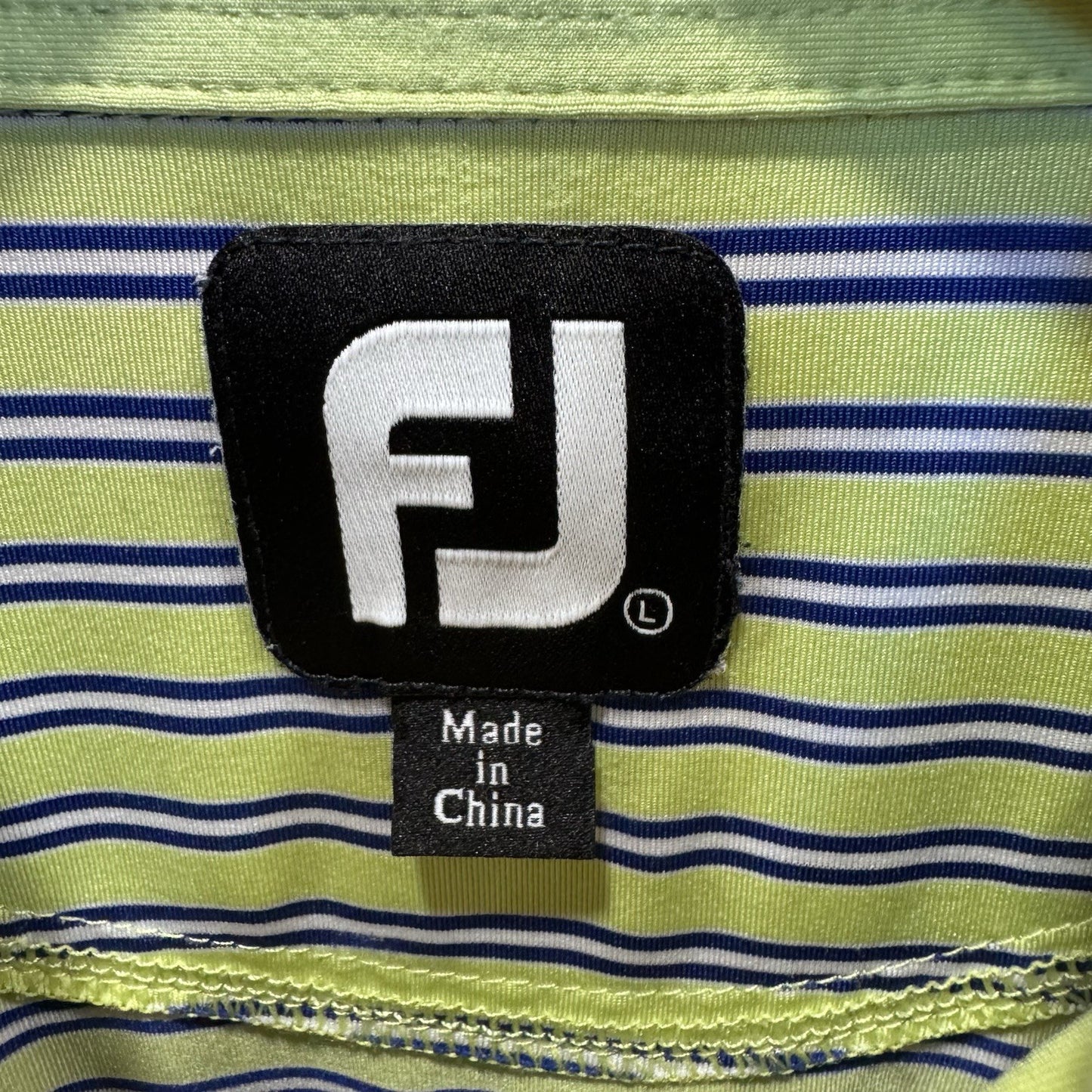 FootJoy Men’s Large Striped Golf Polo Shirt Green Blue FJ Georgia Club Logo