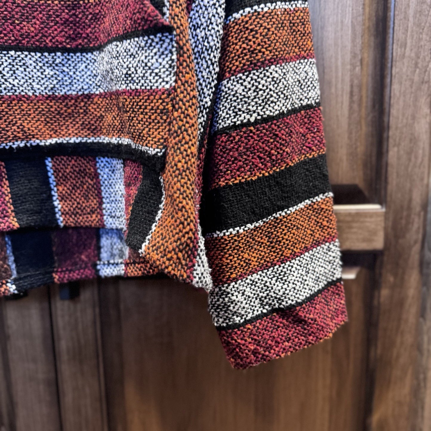 Earthbound Trading Co Baja Hoodie Large Multicolor Woven Pullover Boho Surf