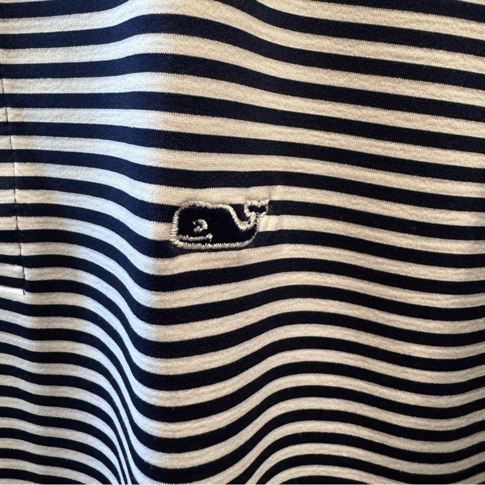 Vineyard Vines Performance Polo Shirt M Navy White Stripe Young Life Logo Golf