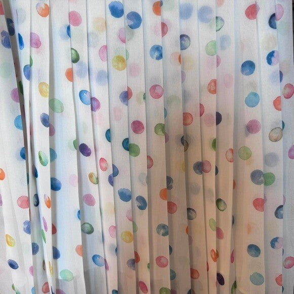 Topshop White Polka Dot Pleated Midi Skirt Size 6 NWT