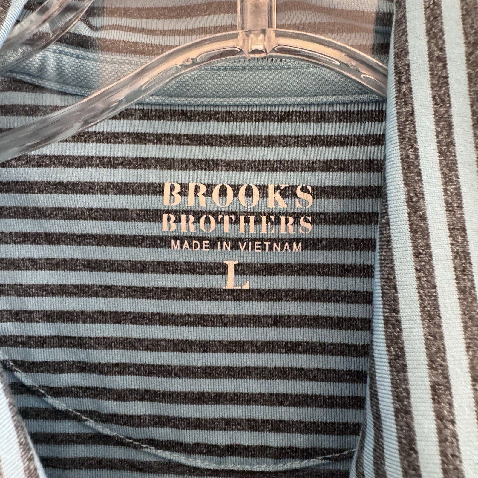 Brooks Brothers Men’s Polo Shirt Large Blue Striped Short Sleeve Golf Casual