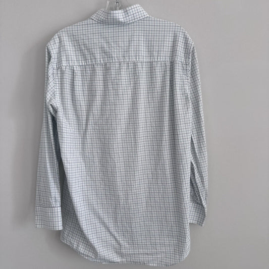 Tattersall London 16 32/33 Check Dress Shirt Blue Green Cotton