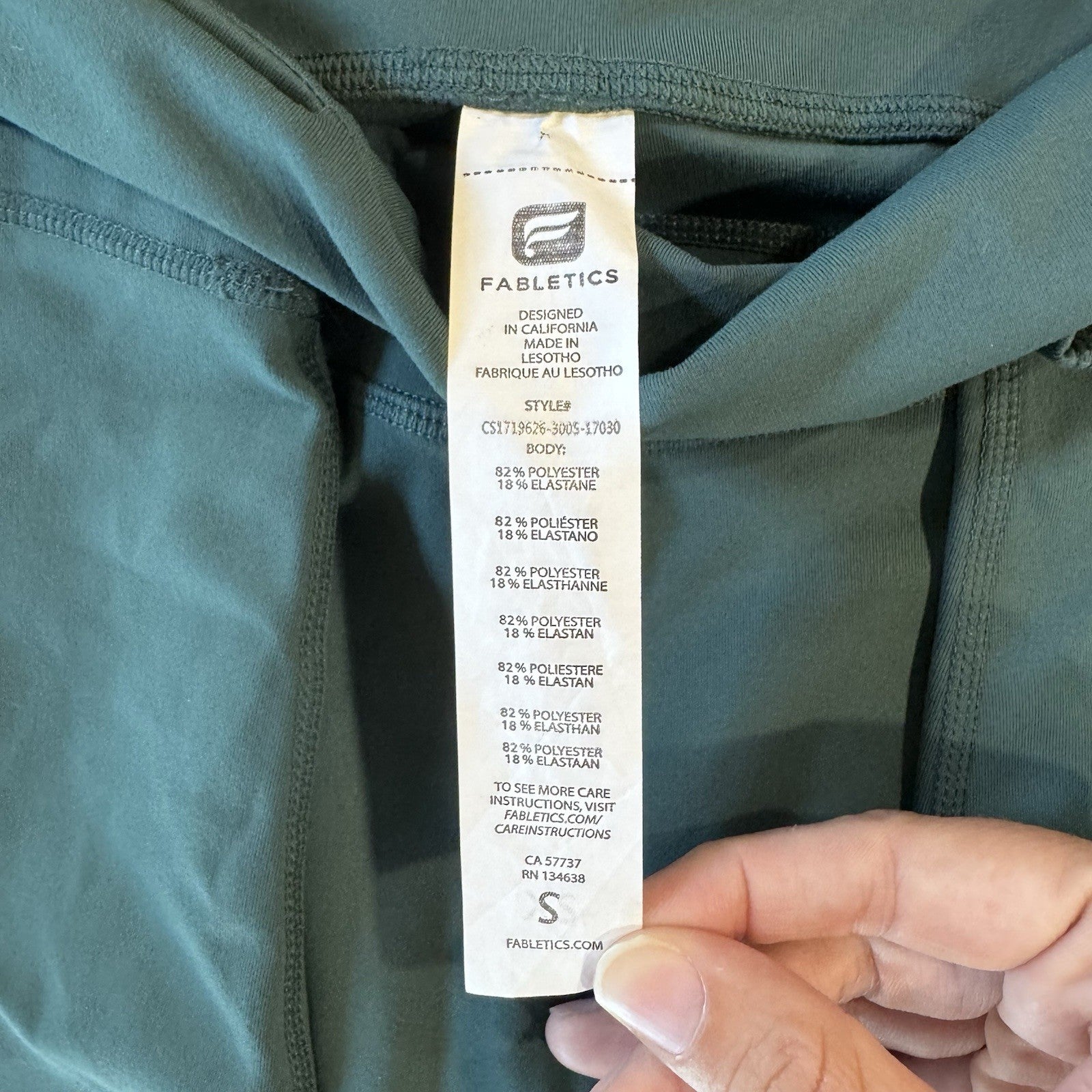 Fabletics High Waisted Seamless Mesh Legging Green Size Small.