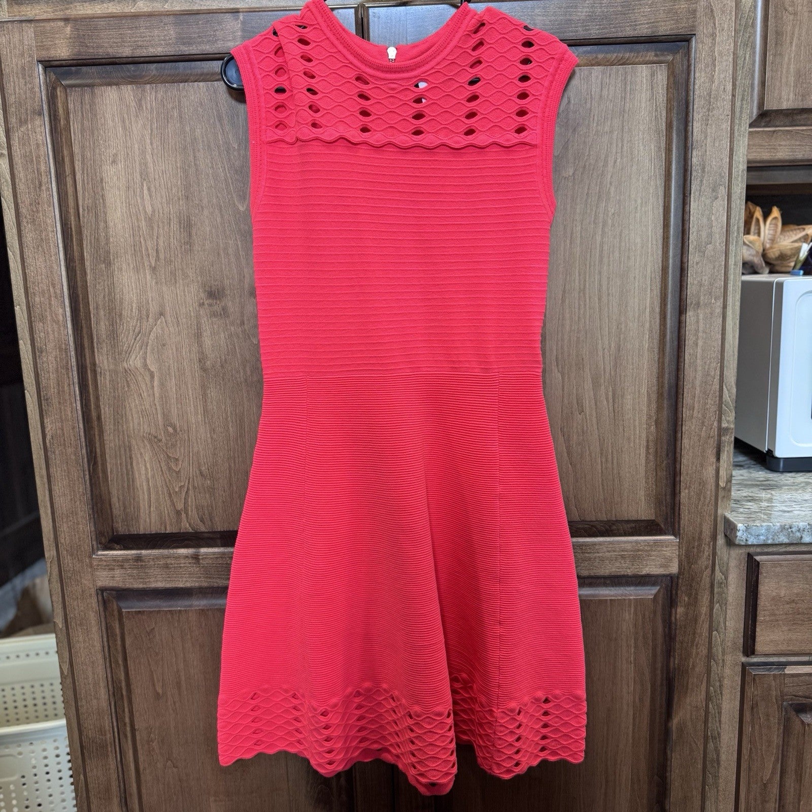 NWT Ted Baker Women's Size U.S. 3 Jacquard Panel Skater Dress Mid Pink $279
