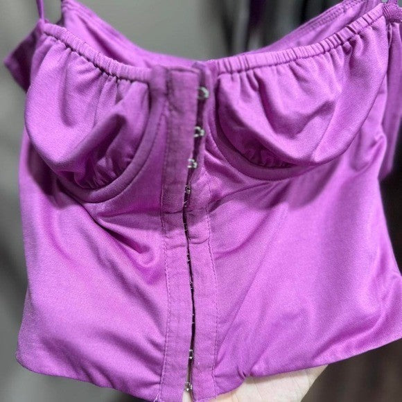 Purple Princess Polly crop top long sleeve corset top size 2
