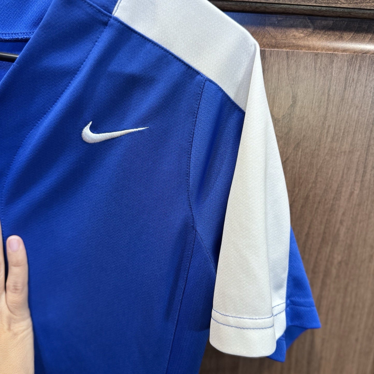 Nike Baseball Jersey Size Small Blue White Button Front Dri-Fit Athletic