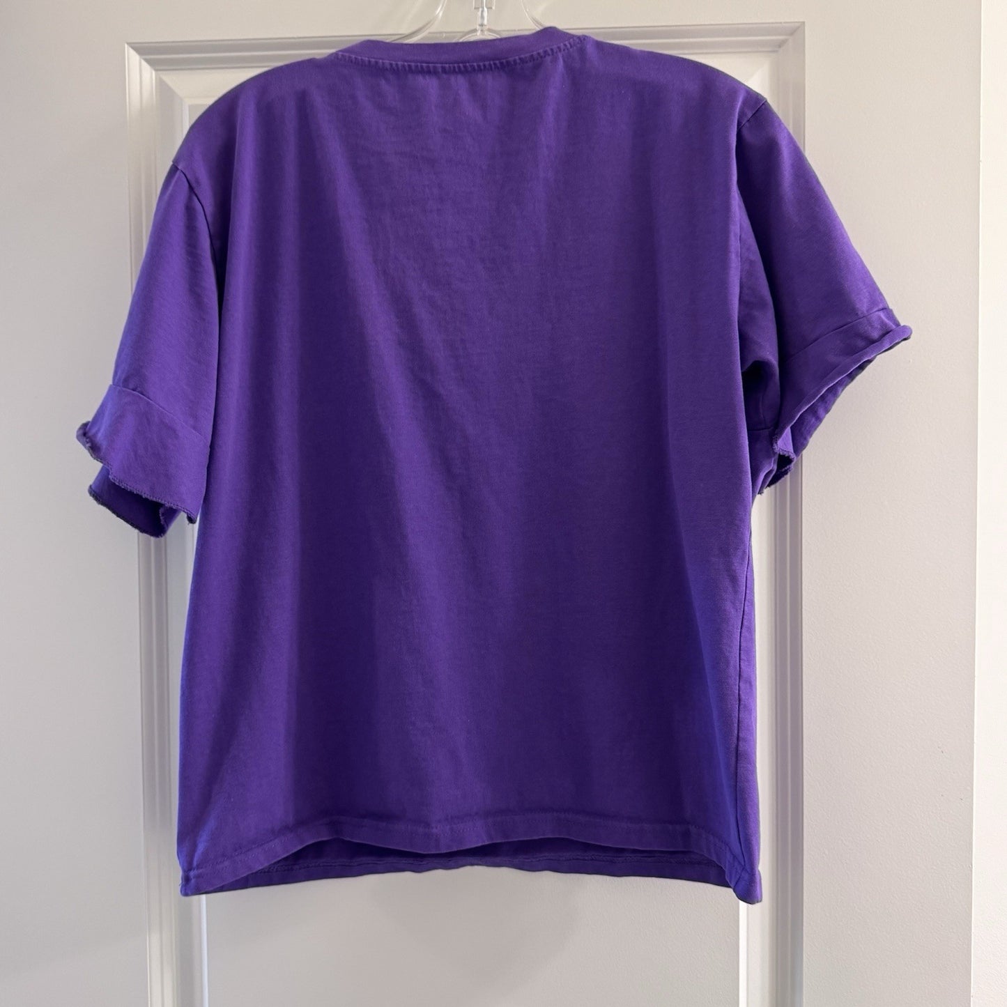 LSU Game Day T-Shirt Purple Gold Large Football Graphic Tee Rolled Sleeves