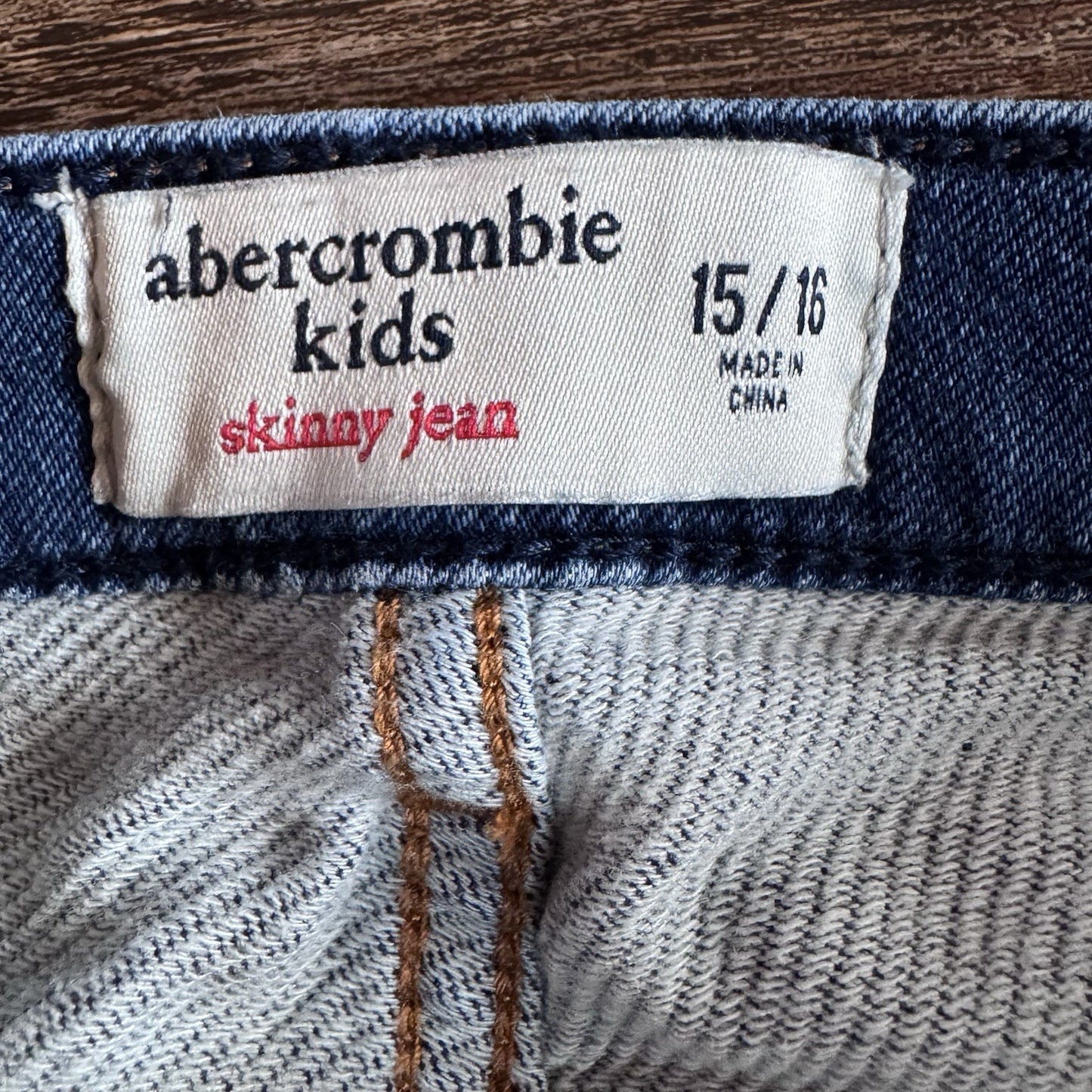 Abercrombie Kids Skinny Jeans Size 15/16 Blue Denim Pants Made in China