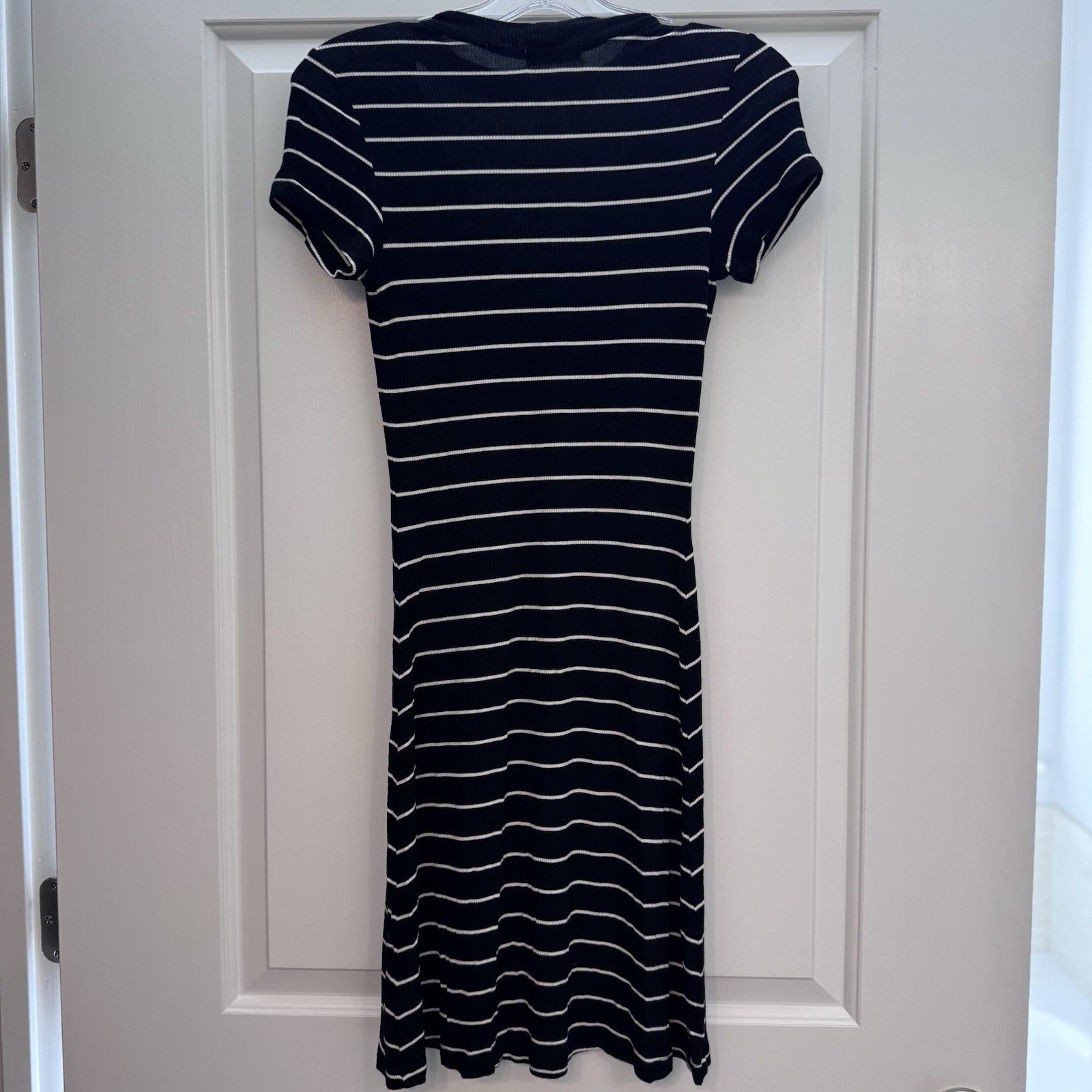 American Eagle Soft & Sexy Black White Striped Ribbed Dress Women’s Small