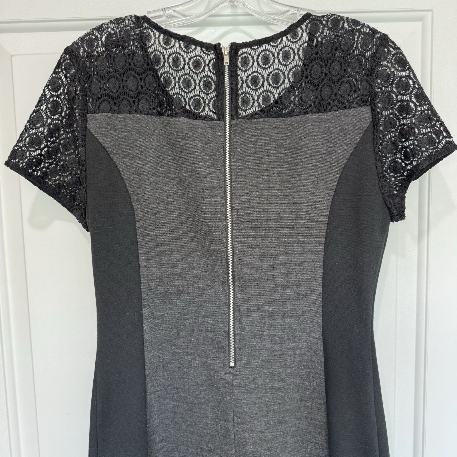 NWT 41 Hawthorn Stitch Fix Becka Lace Trim Knit Dress Dark Grey M RN150466