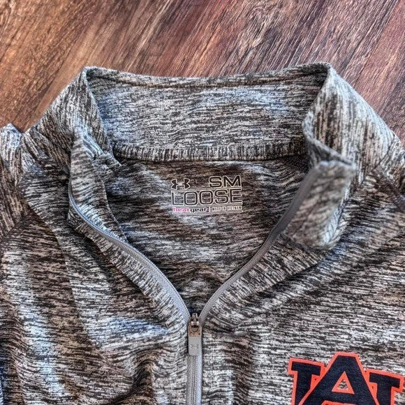 Men's Under Armour Heathered Gray Auburn Tigers Tech Performance Quarter-Zip