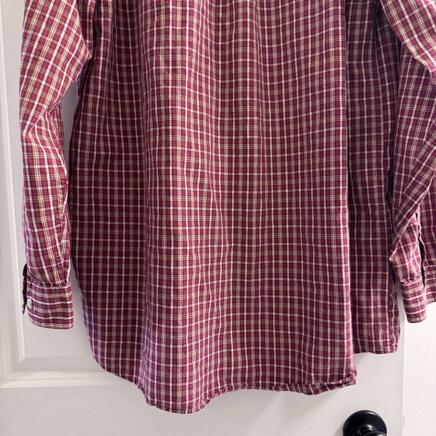 Columbia Men’s Button Down Shirt XLT Tall Red Plaid 100% Cotton Long Sleeve