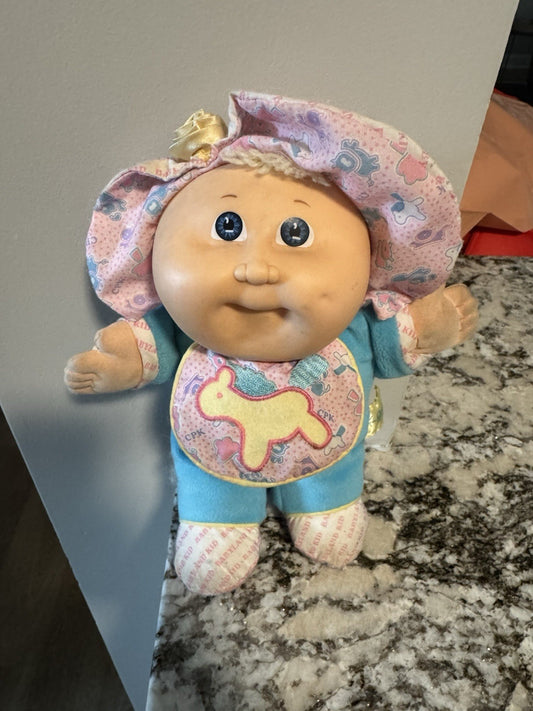 Vintage 1980s Xavier Roberts Babyland Cabbage Patch Doll Pink Blue Rattle
