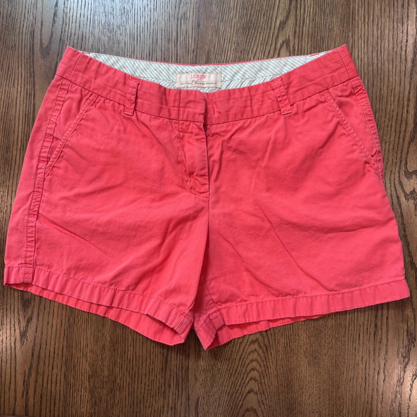 J.Crew Women’s Size 4 Chino Shorts Red Coral 100% Cotton Broken-In Summer Casual