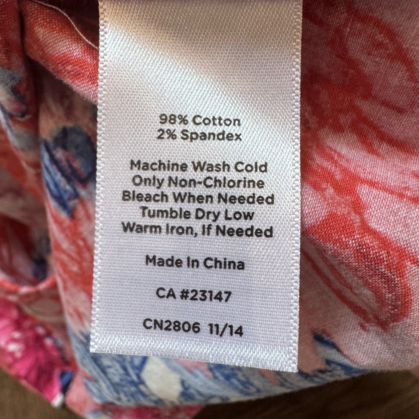 Talbots Petites A-Line Skirt 4P Red Pink Blue Floral Print Cotton Spandex Summer