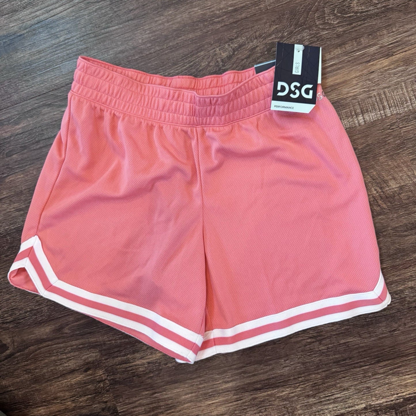 DSG Girls Mesh Shorts Coral Sky Size L NWT $20 Mid Rise Relaxed Fit Pink