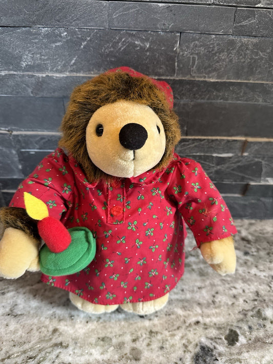 Russ Berrie Prickles Hedgehog Stuffed Animal Plush Christmas W/ Night Gown/Dress