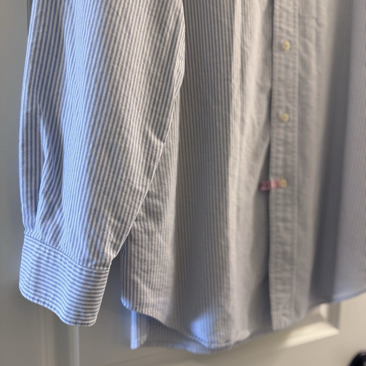 Vintage Polo Jeans Co Ralph Lauren Shirt L Blue White Stripe Button Down USA
