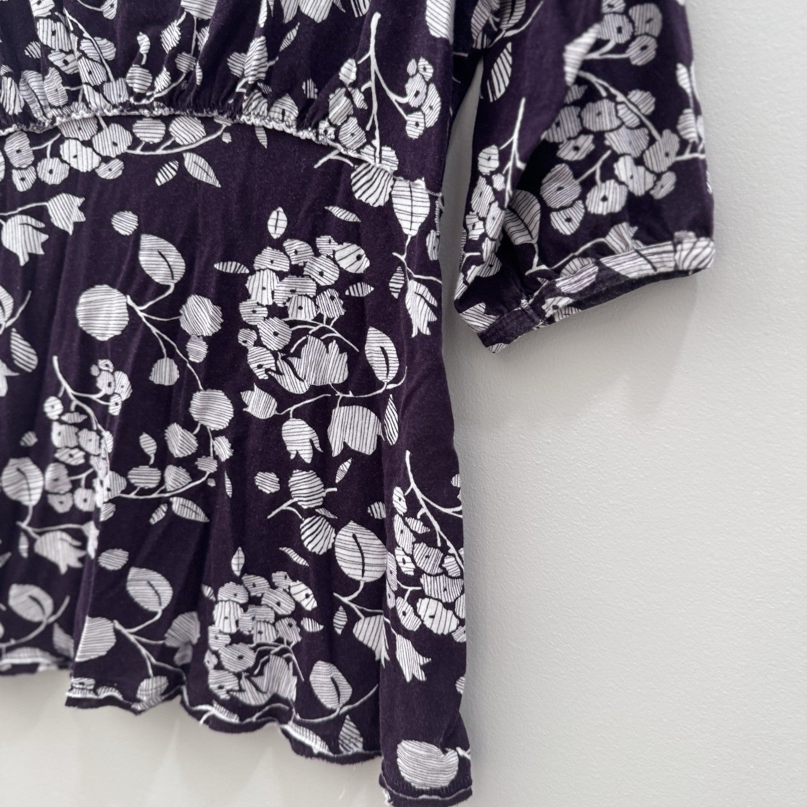 American Eagle Purple Floral Babydoll Y2K Top Women’s Medium