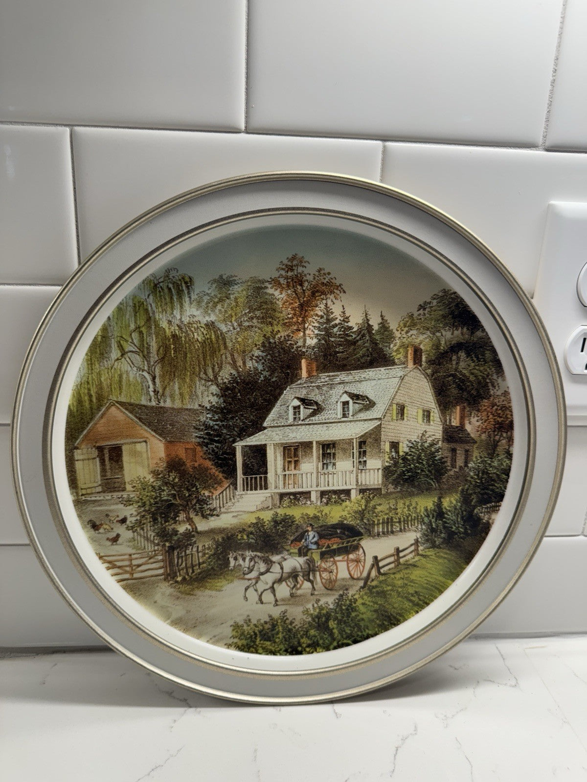 Vintage Collectible Plate Currier & Ives The American Homestead Summer Beverage