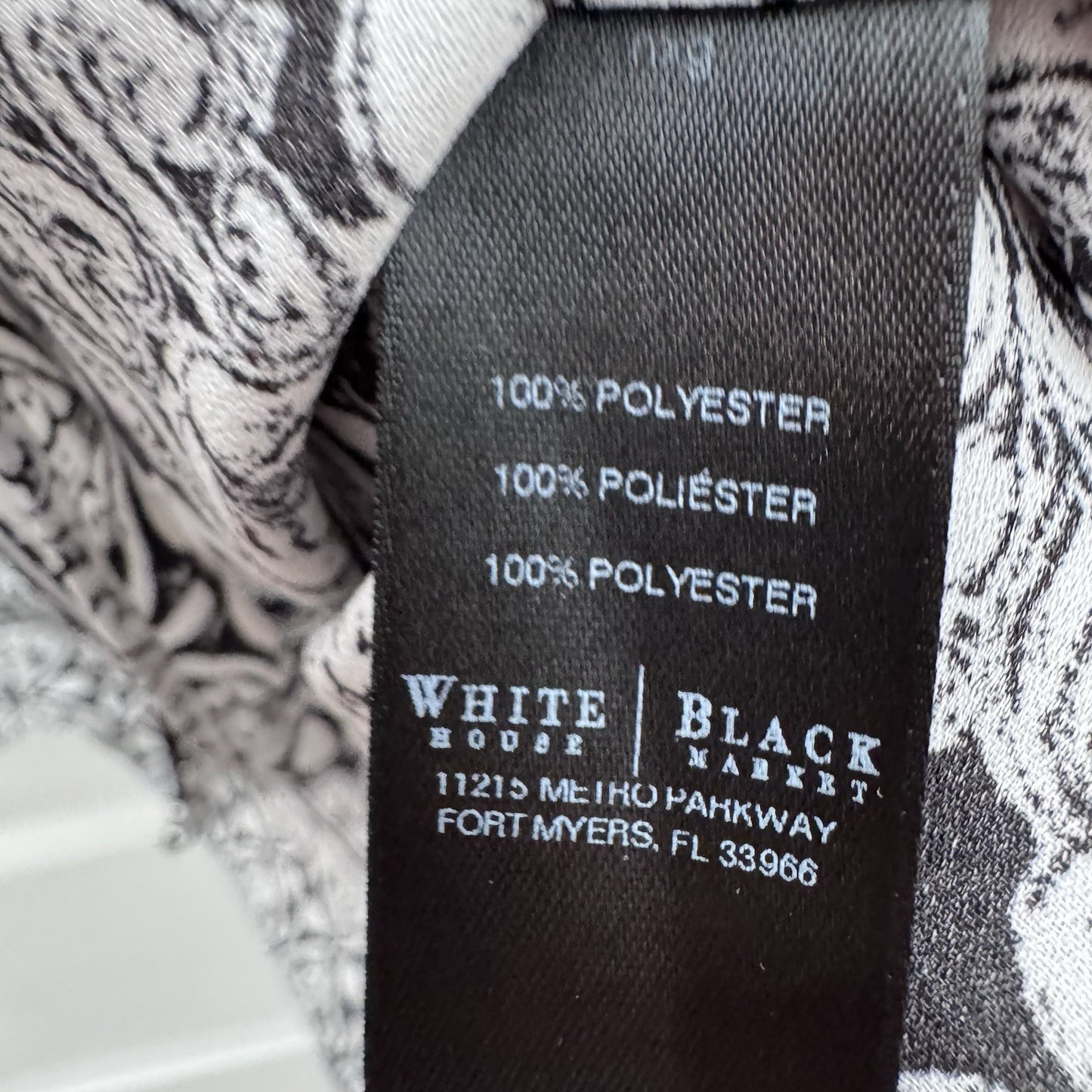 White House Black Market Tunic Top Size 2 Black White Geometric Print Boho