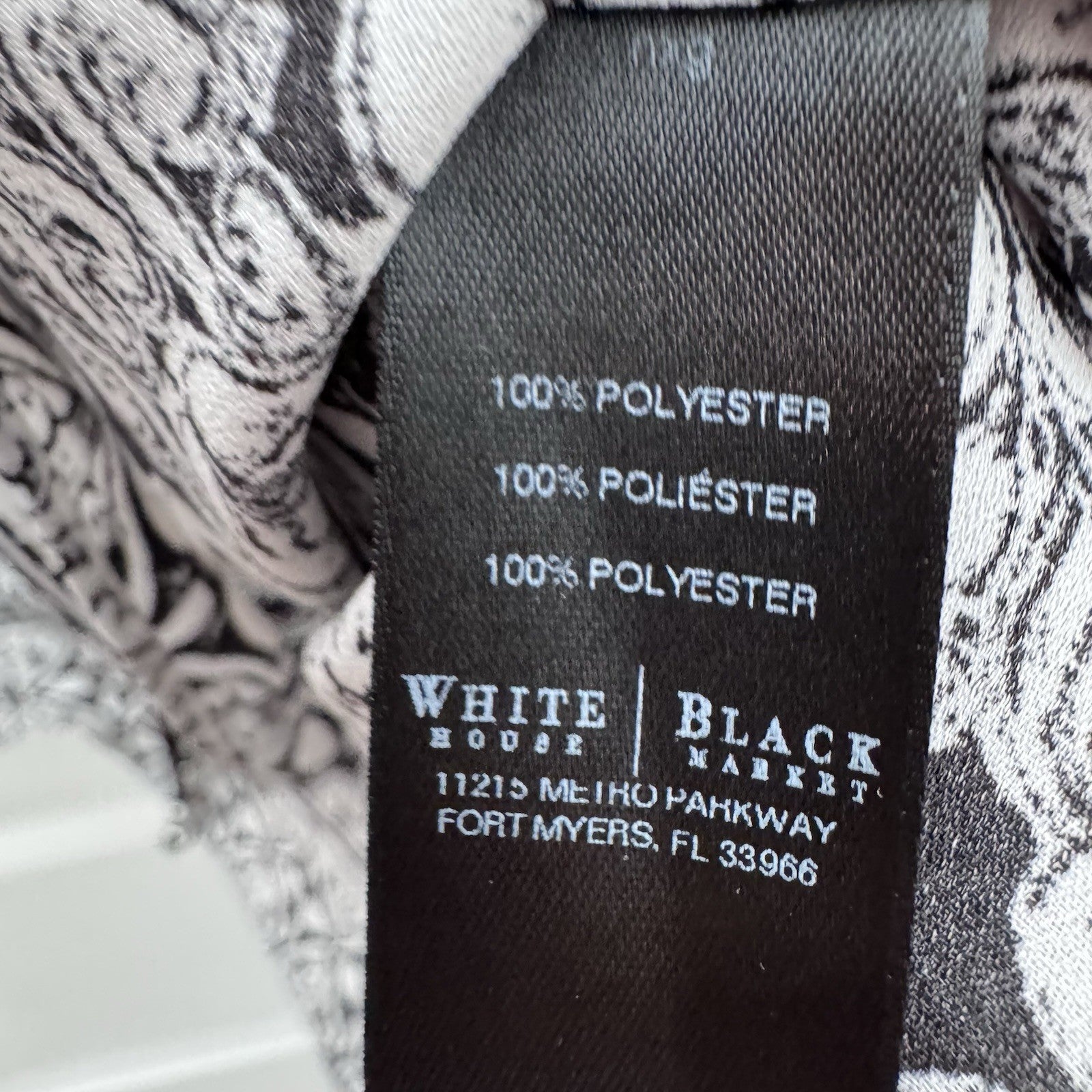 White House Black Market Tunic Top Size 2 Black White Geometric Print Boho