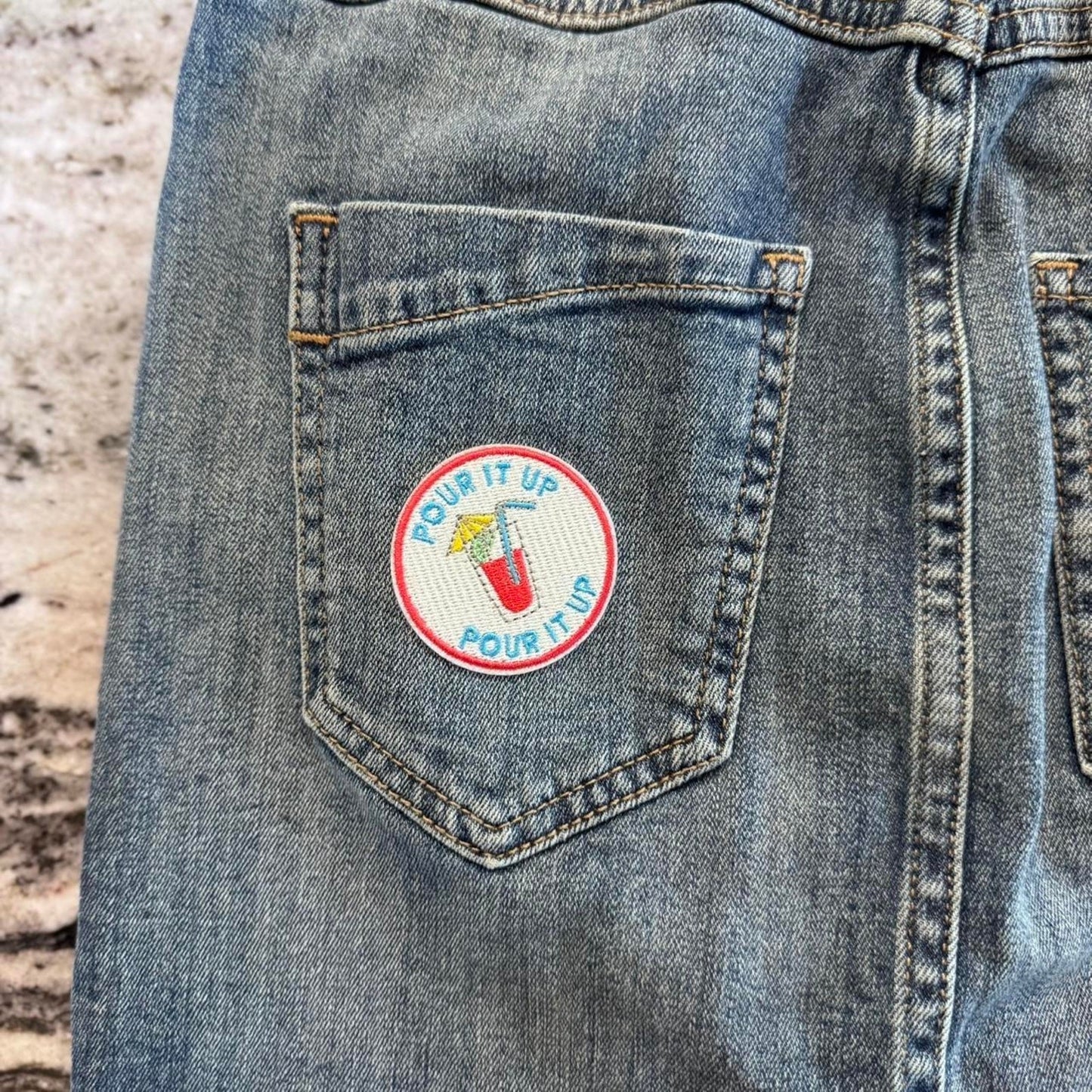 Custom Express Jeans Patch Denim Skirt - Size 00- One of a Kind