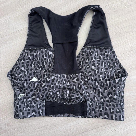 Fabletics Sports Bra Women Small Gray Black Leopard Print Racerback