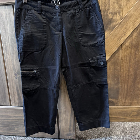 Ann Taylor LOFT Petites Black Cargo Capri Pants Size 2P NWT Utility Pockets Zip