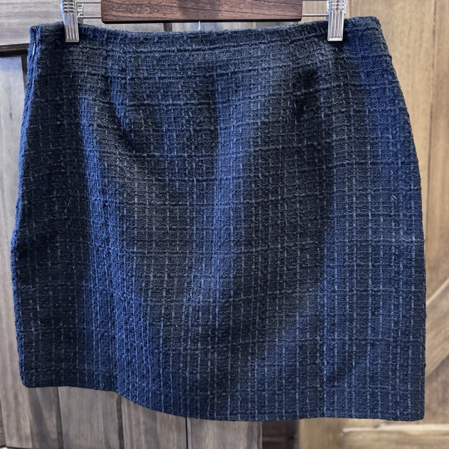 Loft Tweed Wrap Mini Asymmetric Lined Skirt Black Size 8 NWT