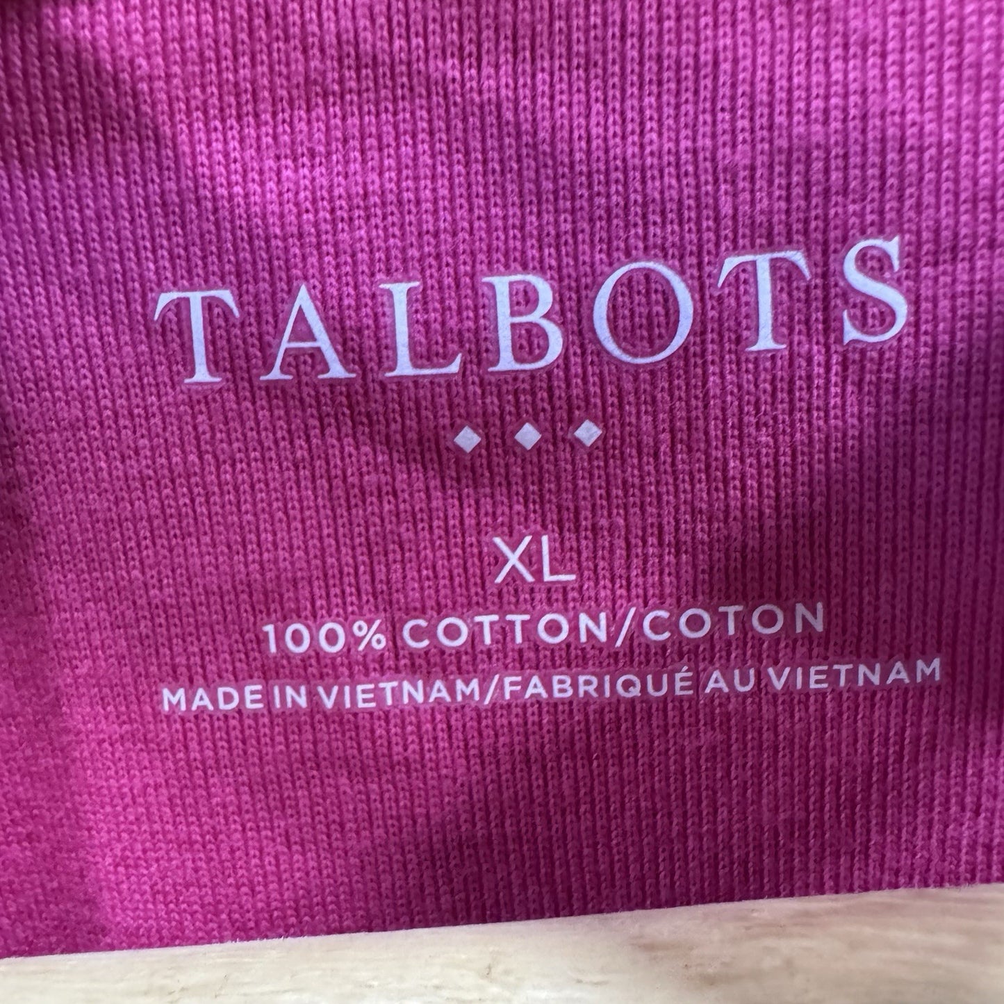 NWT Talbots Women’s T-Shirt XL Pink Short Sleeve 100% Cotton Classic Fit Tee