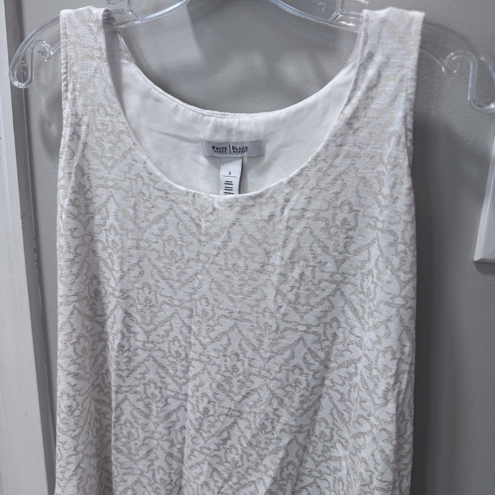 White House Black Market Sleeveless Layered High Low Tank Top Sz S Ivory Gold
