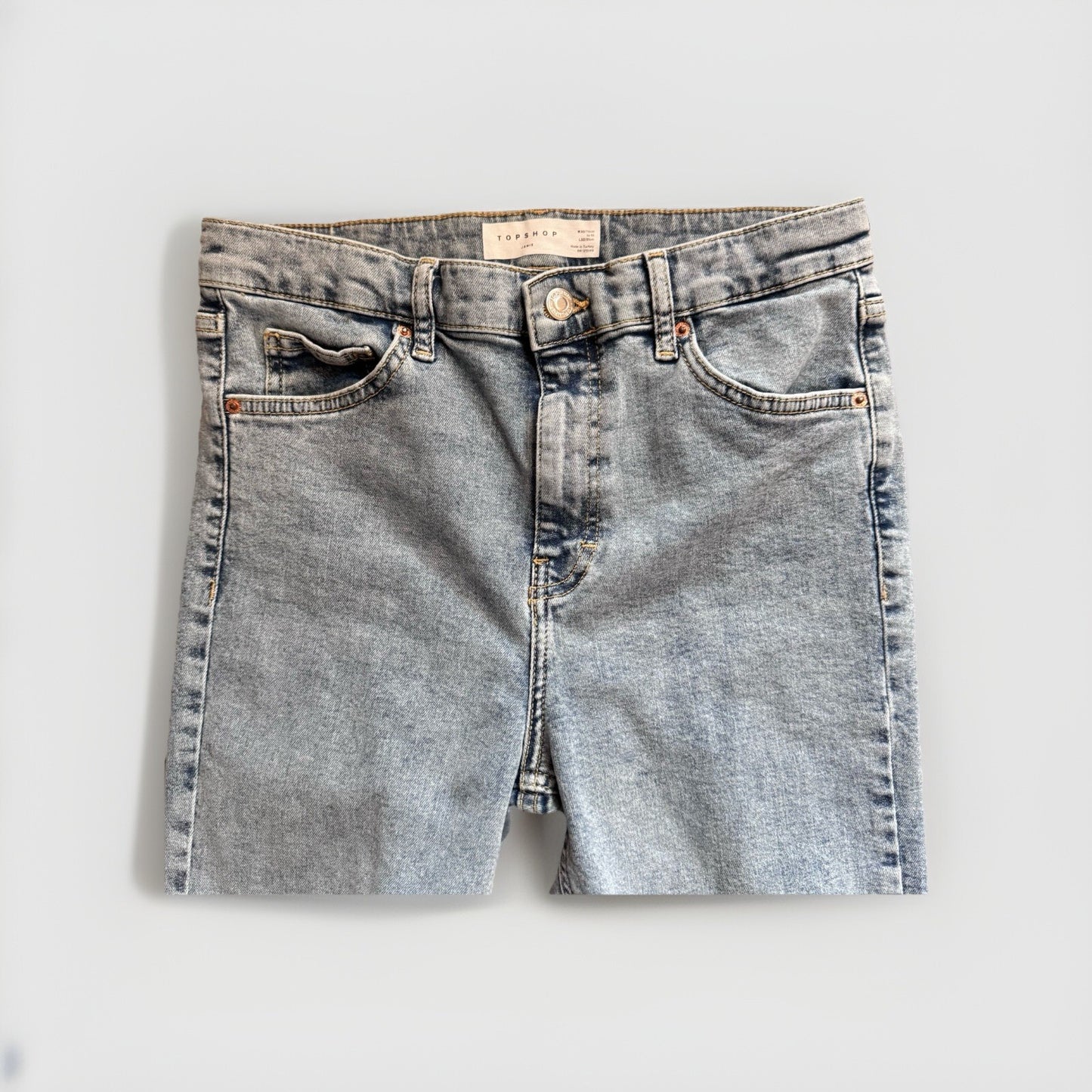 Topshop Jamie High Waist Skinny Jeans | W30 L32 | Distressed Hem | Light Wash