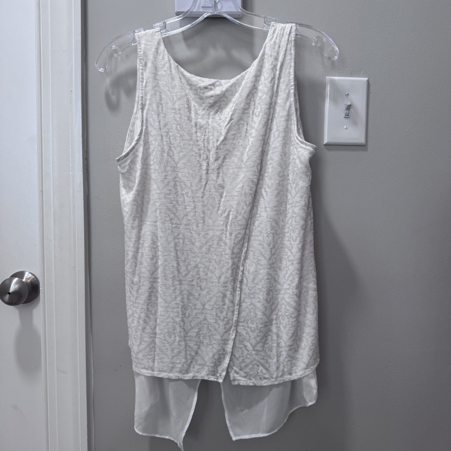 White House Black Market Sleeveless Layered High Low Tank Top Sz S Ivory Gold