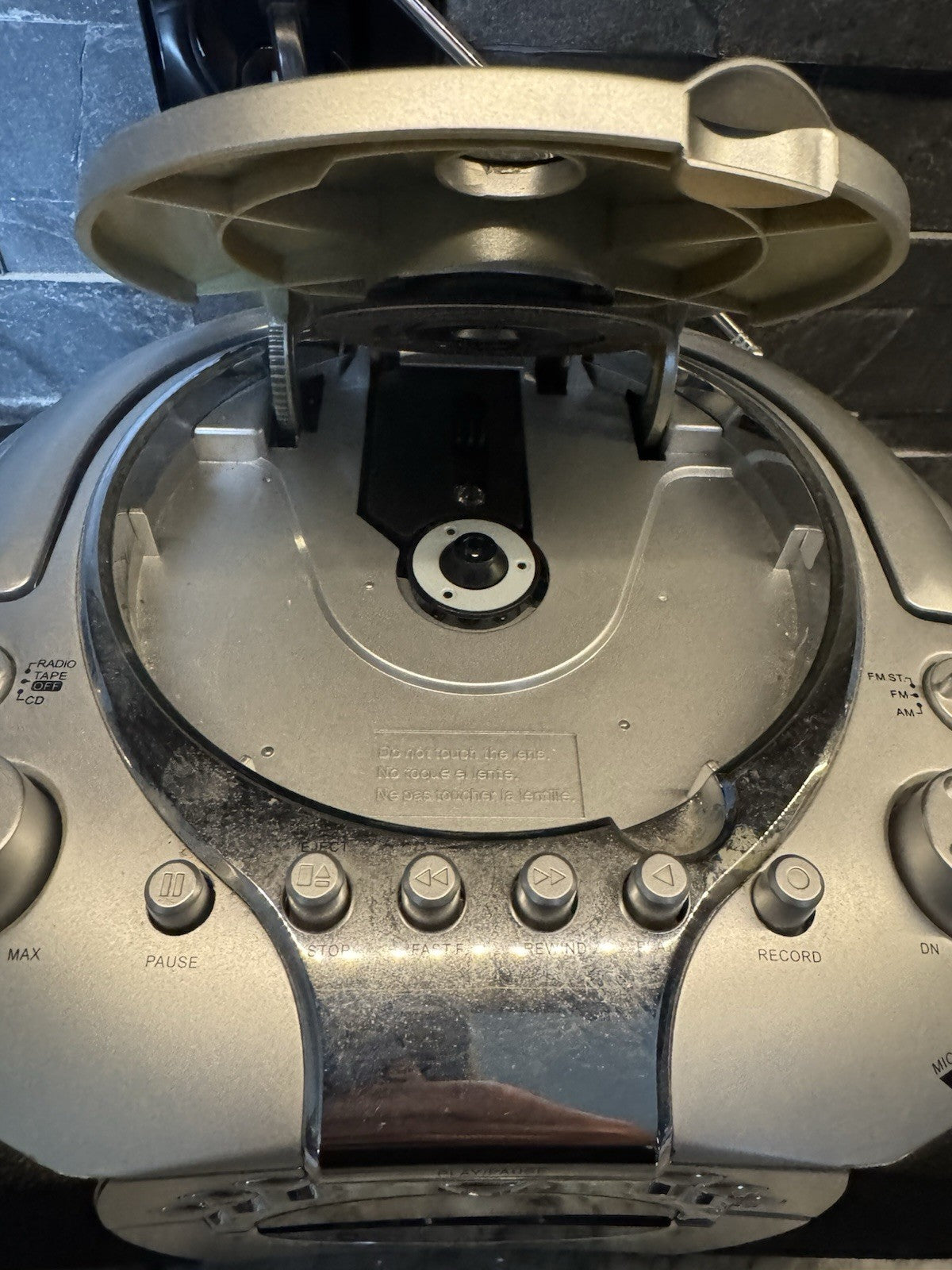 Durabrand Portable CD Player AM/FM Radio Cassette Record CD-203 Silver Boom Box