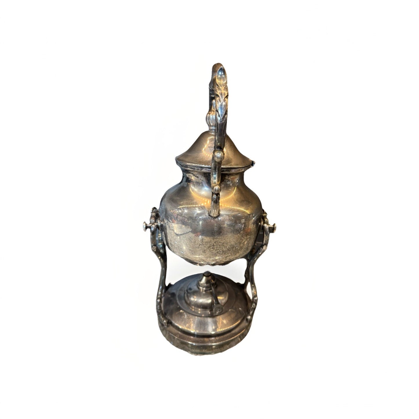 VINTAGE SILVER TIPPING KETTLE ON FOOTED STAND / TEAPOT