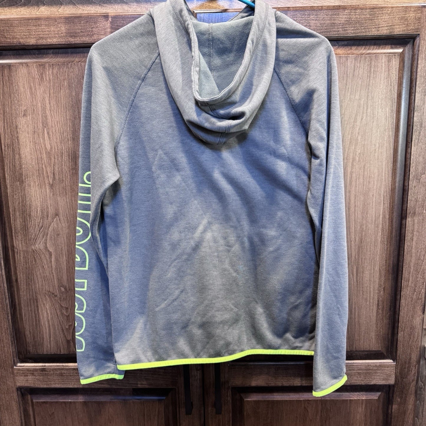 Nike Just Do It Hoodie Size Small Gray Neon Green Pullover Long Sleeve Athletic