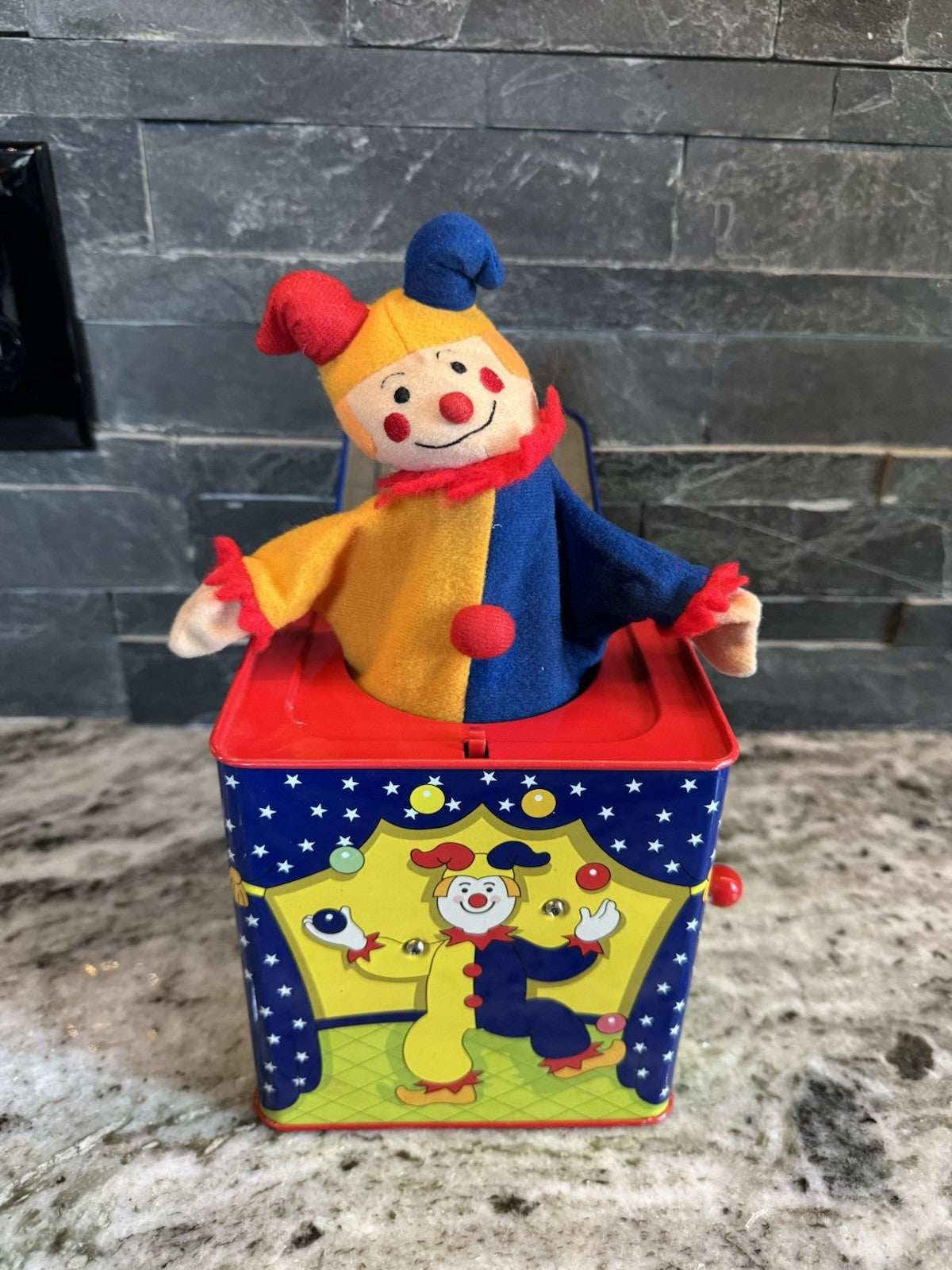 Schylling Clown Jack in the Box Vintage Musical Wind Up Toy Metal 1997 WORKING!