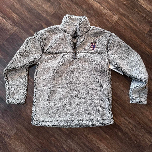 Grey New York Mets Sherpa quarter zip sweatshirt boxer craft NWT Small MLB